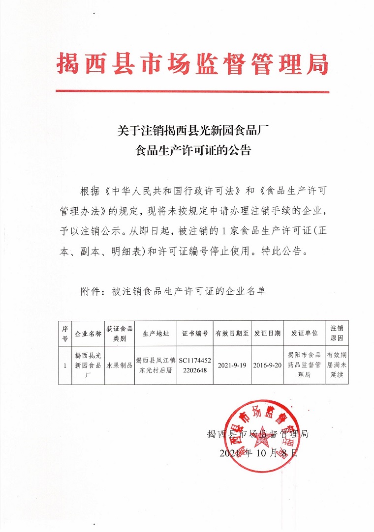 關(guān)于注銷揭西縣光新園食品廠食品生產(chǎn)許可證的公告.jpg